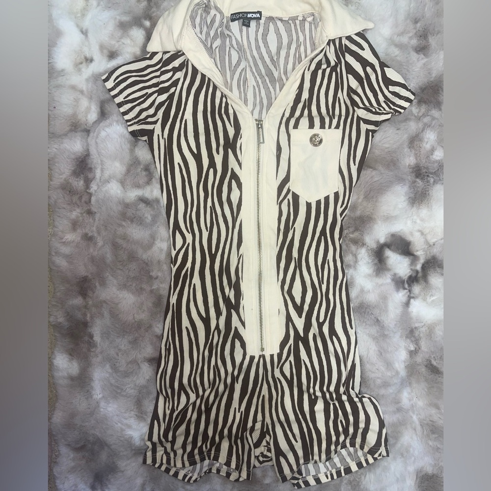 FashionNova Zebra Printed Romper